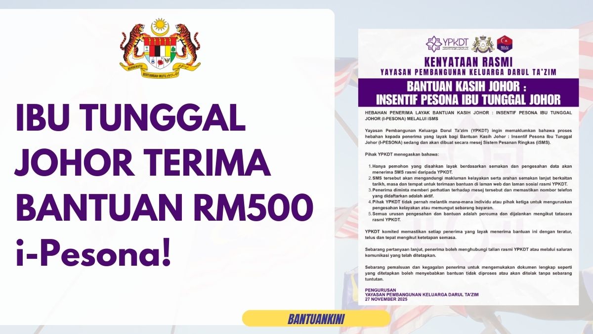 IBU TUNGGAL JOHOR TERIMA BANTUAN RM500 i-Pesona!