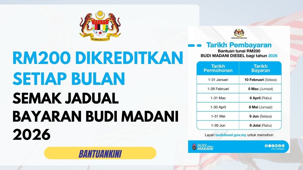 RM200 DIKREDITKAN SETIAP BULAN SEMAK JADUAL BAYARAN BUDI MADANI 2026