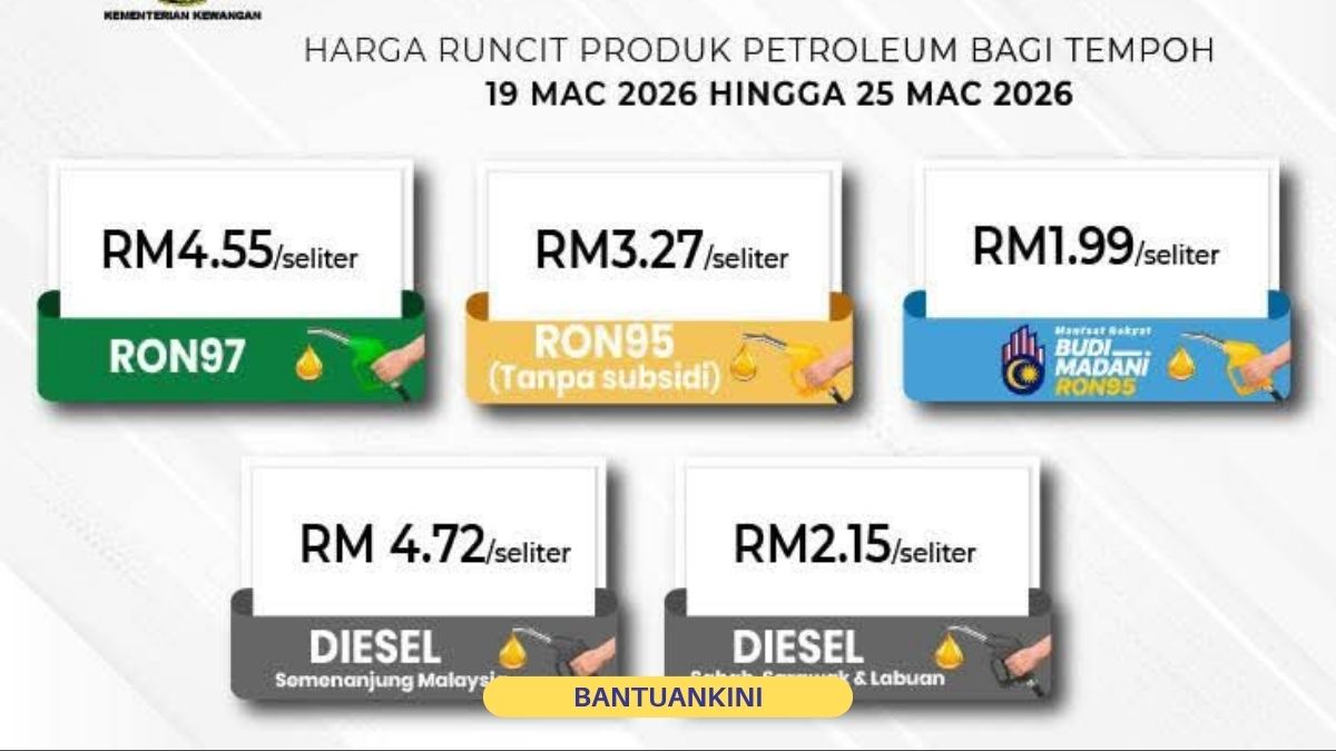 [RASMI] HARGA MINYAK TERKINI 23 MAC 2026 : RON95, RON97 dan Diesel